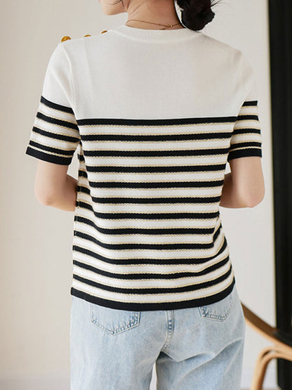 Ava Casual Loose Striped Knitted Top