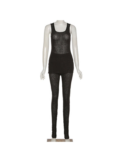 See Through Sleeveless Top & Pants Coord Set
