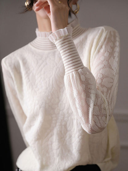 Chloe Slim Auricular Ruffle Sleeve Knitted Top