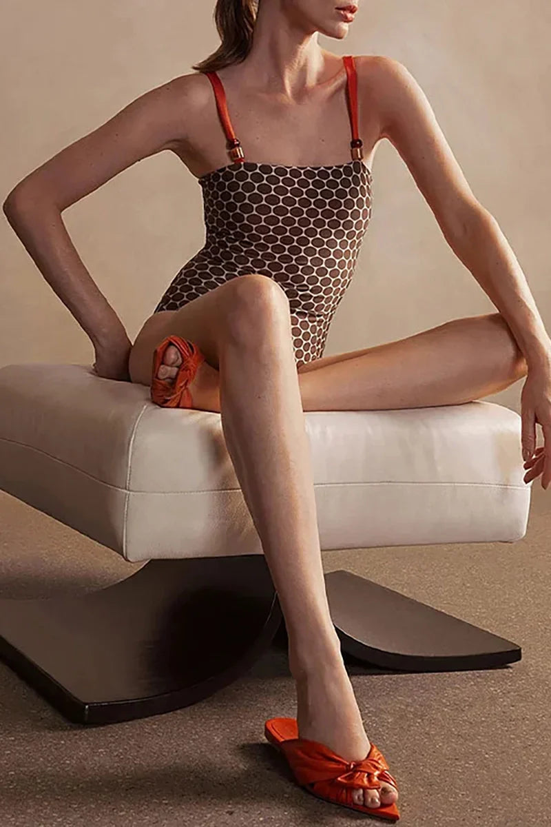 Luxury Reversible Swimsuit with Hermes-Inspired Print