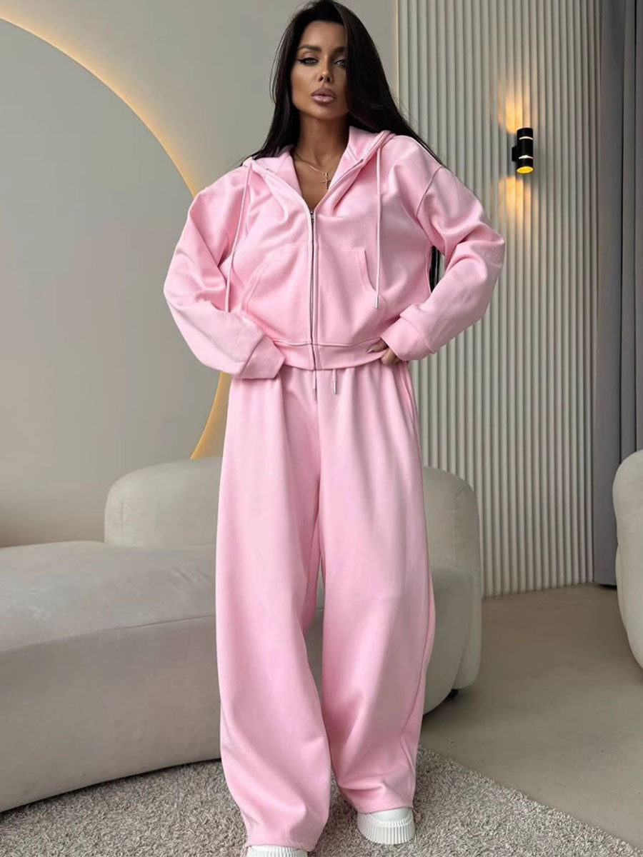 Soft Cotton Zip Hoodie Tracksuit Set