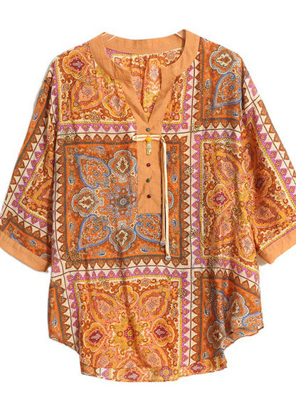 Ashley Casual V-Neck Printed Top