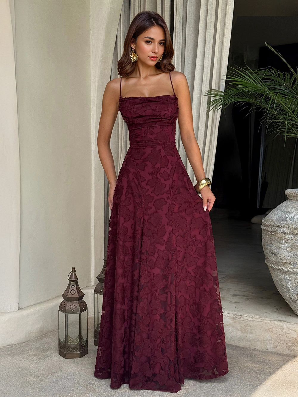 Party Dresses Jacquard Maxi Slip Dress With Backless Design For Summer Events 2026