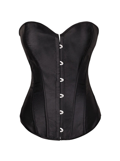 Glossy Solid Tie Back Breasted Corset Top