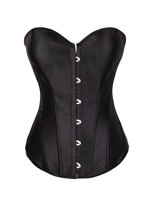 Glossy Solid Tie Back Breasted Corset Top