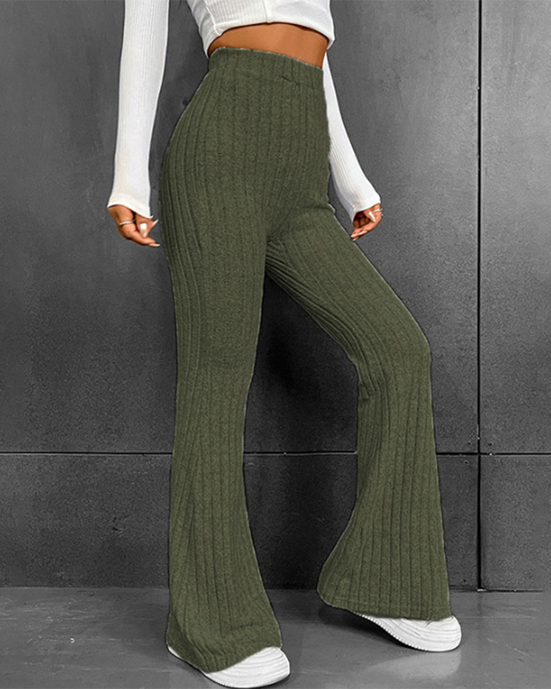 Micro Flared High Waisted Slim Fit Pants