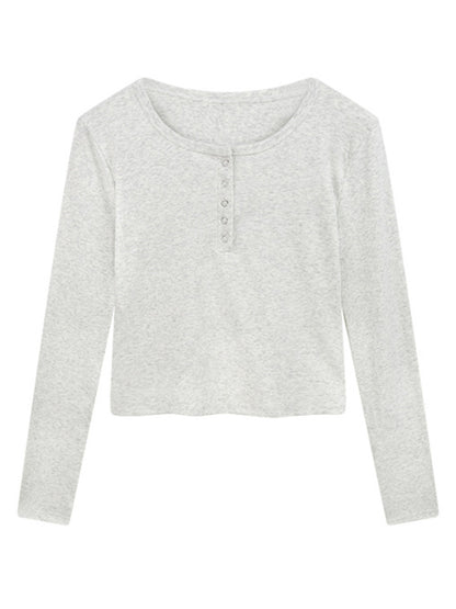 Solid color Long sleeves Tee