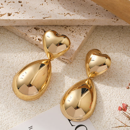Simple Love Drop-shaped Metal Earrings