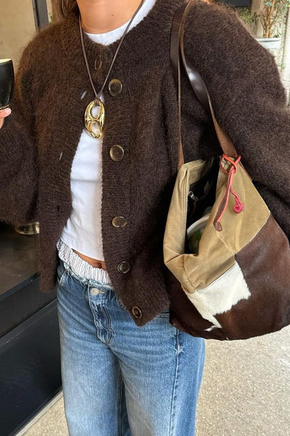 Casual Minimalist Button Front Long Sleeve Coat