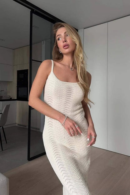 Solid Tie Waist Cami Maxi Dress