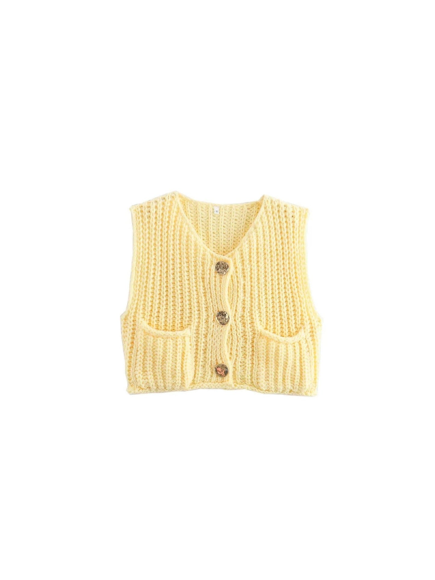 Knitted Button-up Vest Sweater Waist Coat
