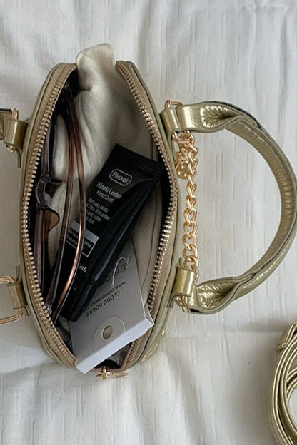 Stylish Metal Charm Sophisticated Top Handle Crossbody Bag