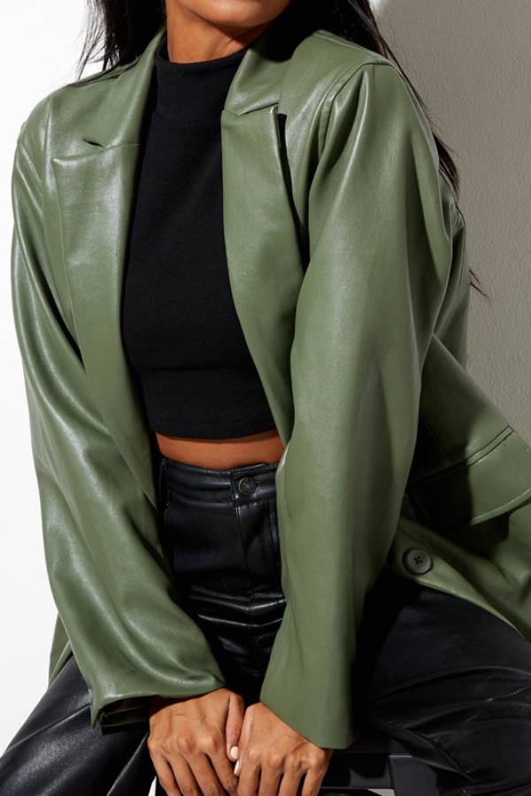 Bershka Oversized Faux Leather Blazer