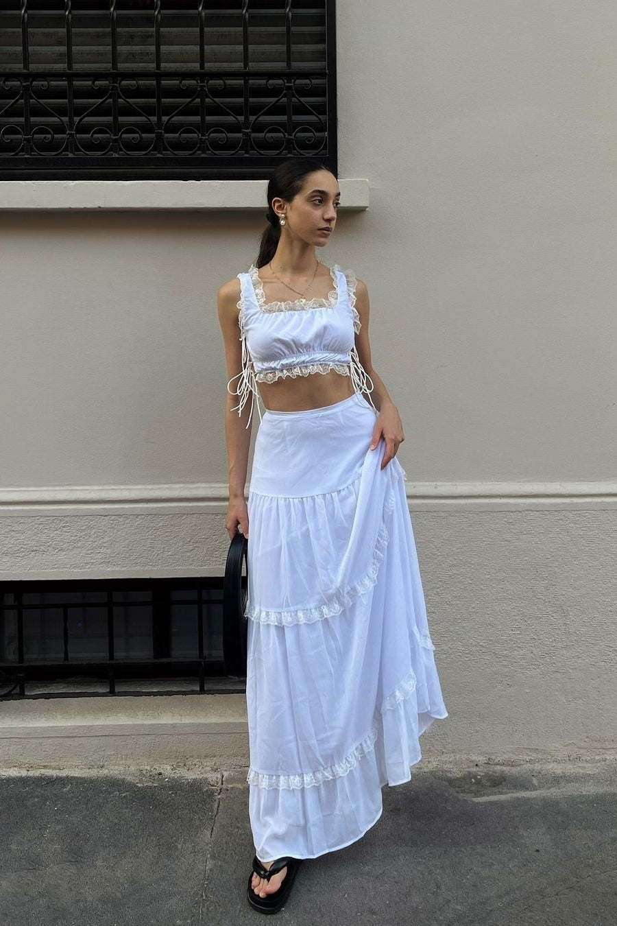 Casual Lace Panel Vacation Skirt