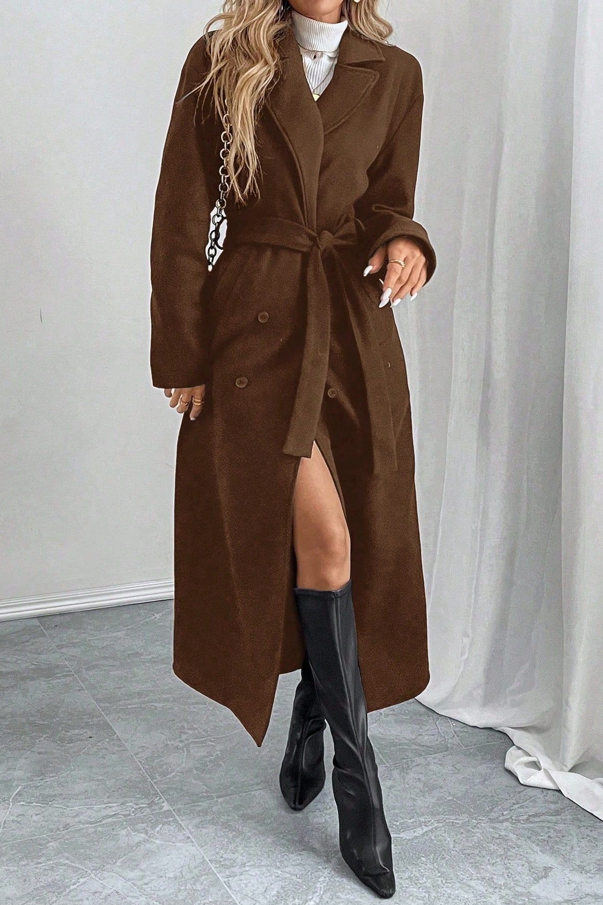 Double-faced Wool Loose Mid-Length Overcoat