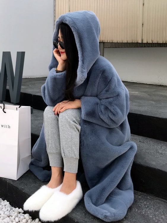 Faux Fur Coats For Women Hooded Winter Eco-friendly Long Jacket 2026