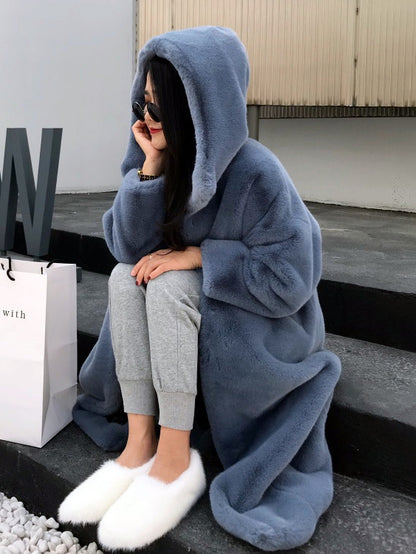 Faux Fur Coats For Women Hooded Winter Eco-friendly Long Jacket 2026