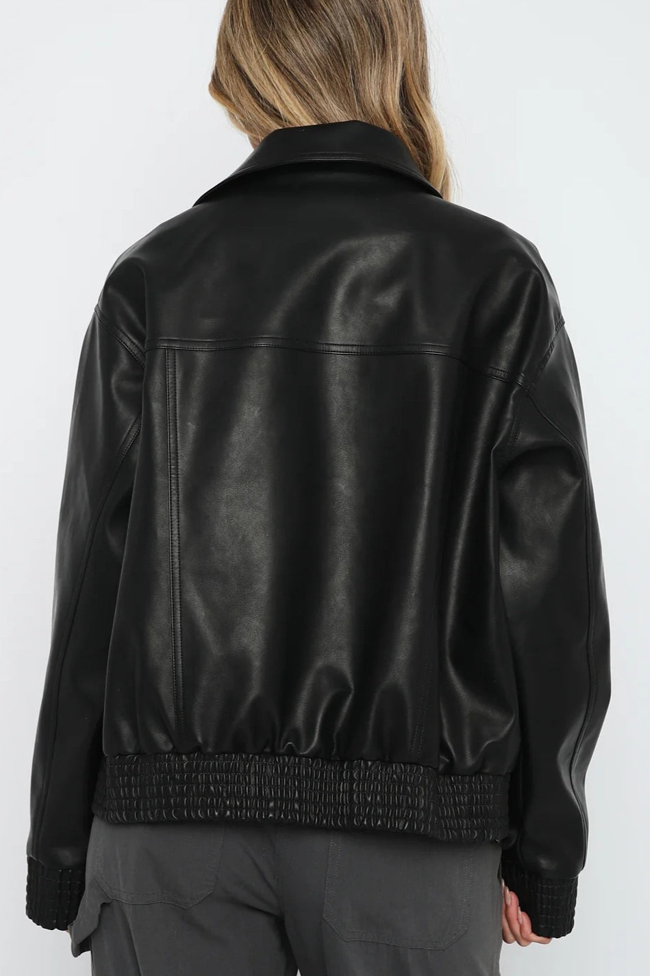 PU Leather Baseball Jacket