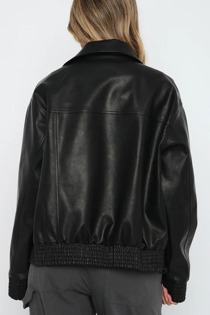 PU Leather Baseball Jacket