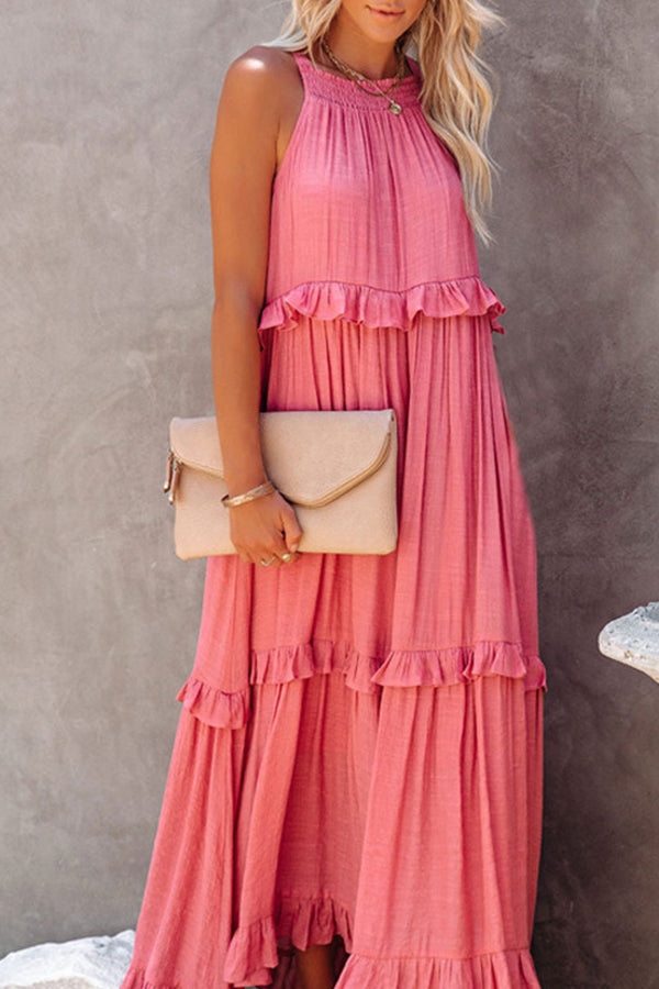 Irregular cake skirt sleeveless long mop skirt