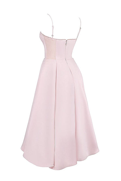 Lace Trim Sweetheart Corset Bodice Tulle Petticoat Fit and Flare Midi Dress