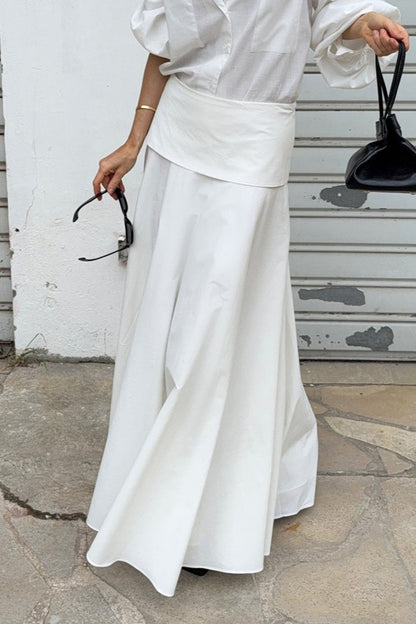 Solid A-Line Midi Skirt