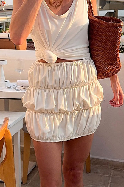 Casual High Waist Ruched Skirt