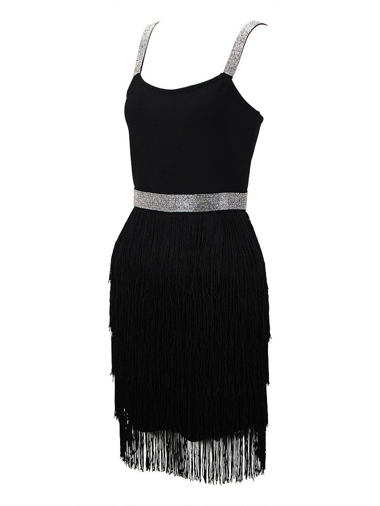 Birthday Party Dress V-Neck Sleeveless Cocktail Mini Dresses With Fringe