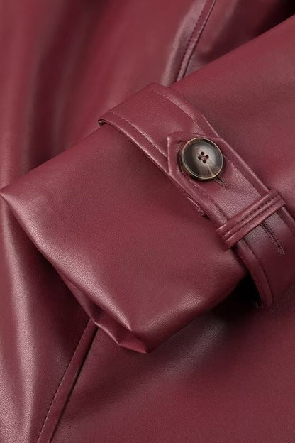 Loose Leather Trench Coat