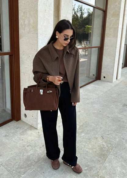 Timeless Woolen Lapel Jacket – Fall & Winter Essential