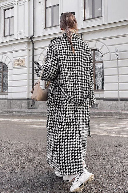 Long Houndstooth Trench High End Overcoat