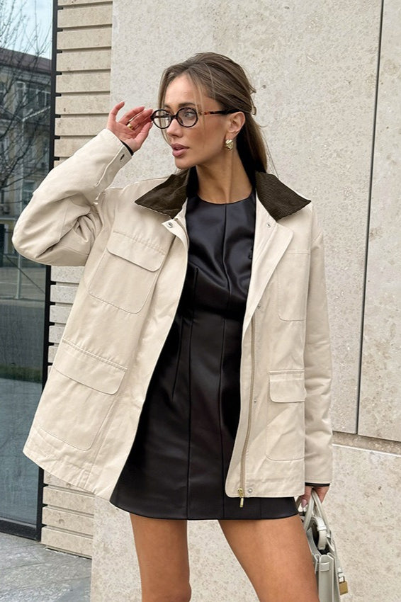 Relaxed Fit Cotton Colorblock Jacket