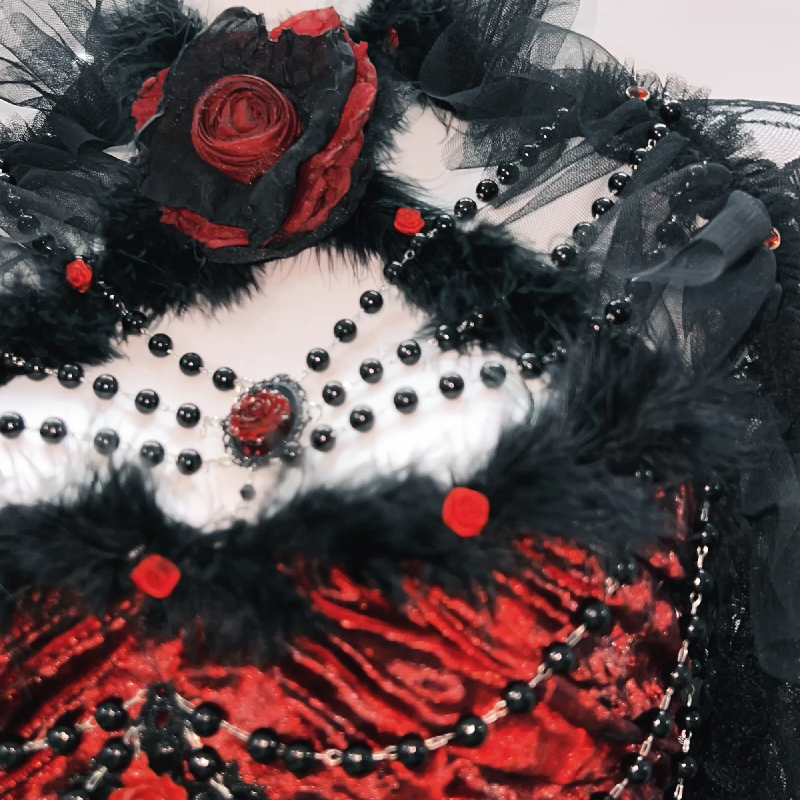 Ruched long sleeve flower applique beaded maxi dress