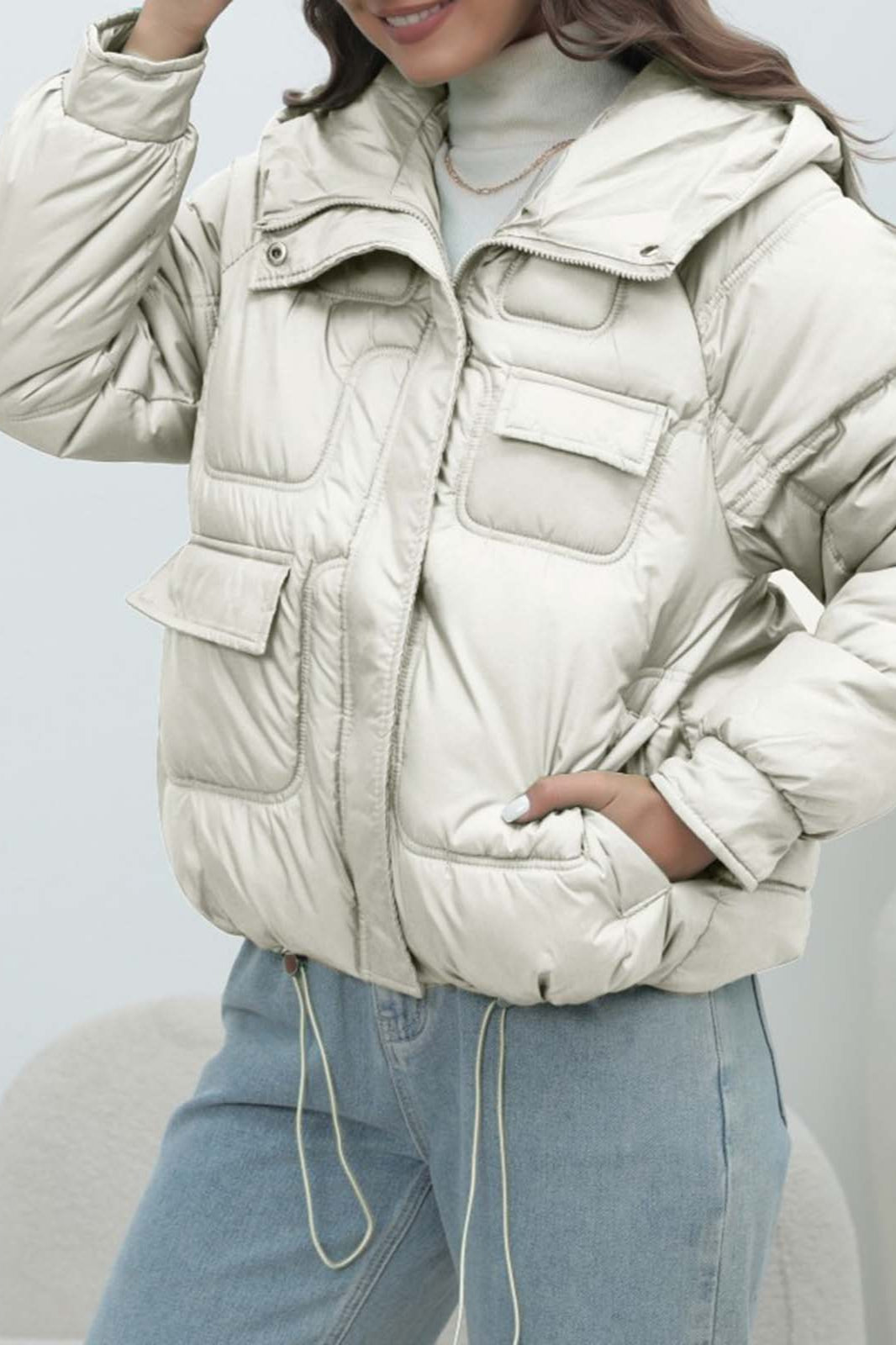 Bright Color Stand Collar Puffer Coat