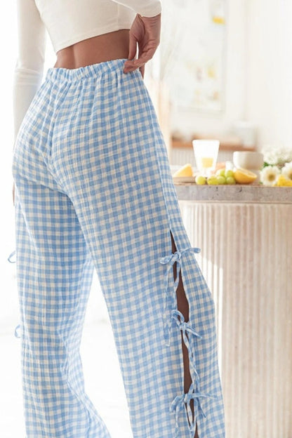 Y2K Plaid Stripe Wide Leg Pant