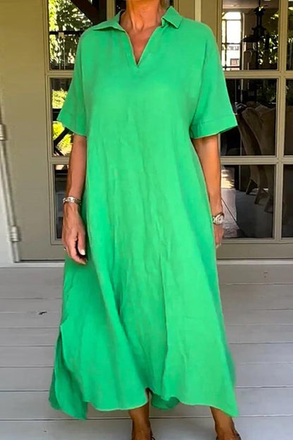 Classy Plain Half Sleeve Midi Dress