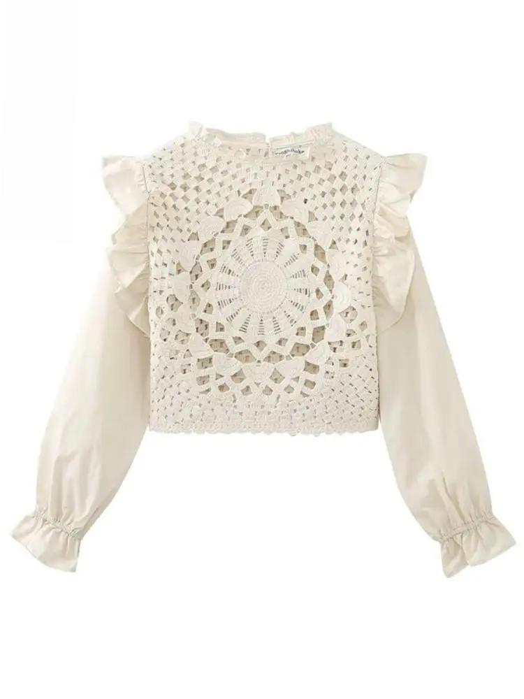 Apricot Floral Crochet Top