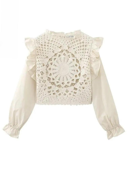 Apricot Floral Crochet Top