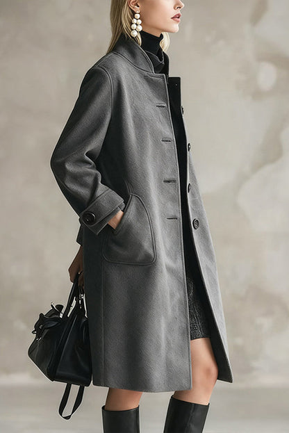 Stylish Long-sleeved Button-down Casual Long Coat
