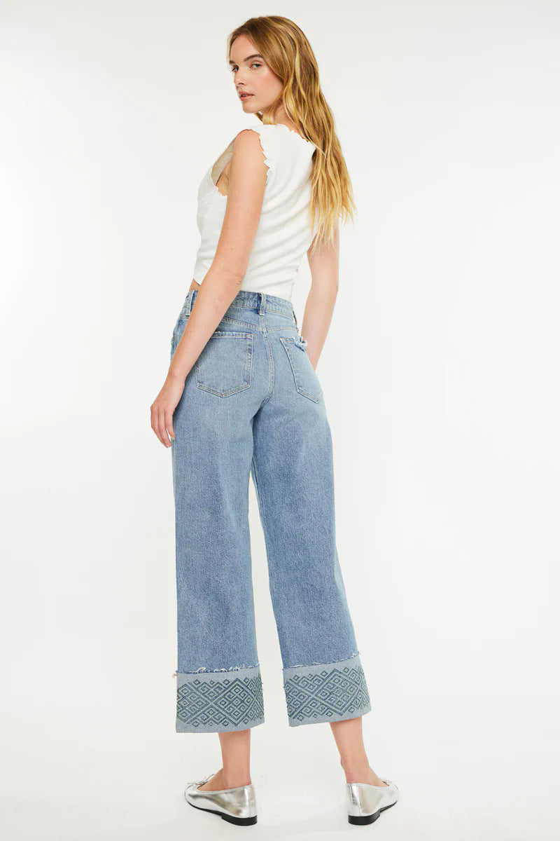 Stretch High Waist Wide Leg Jean