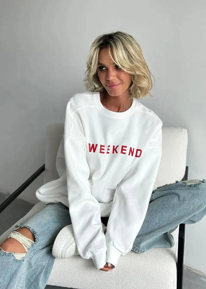 Weekend Vibes - Printed Cozy Sweatshirt