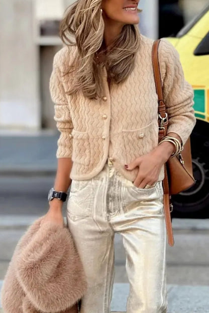 Wave Pattern Knitted Sweater