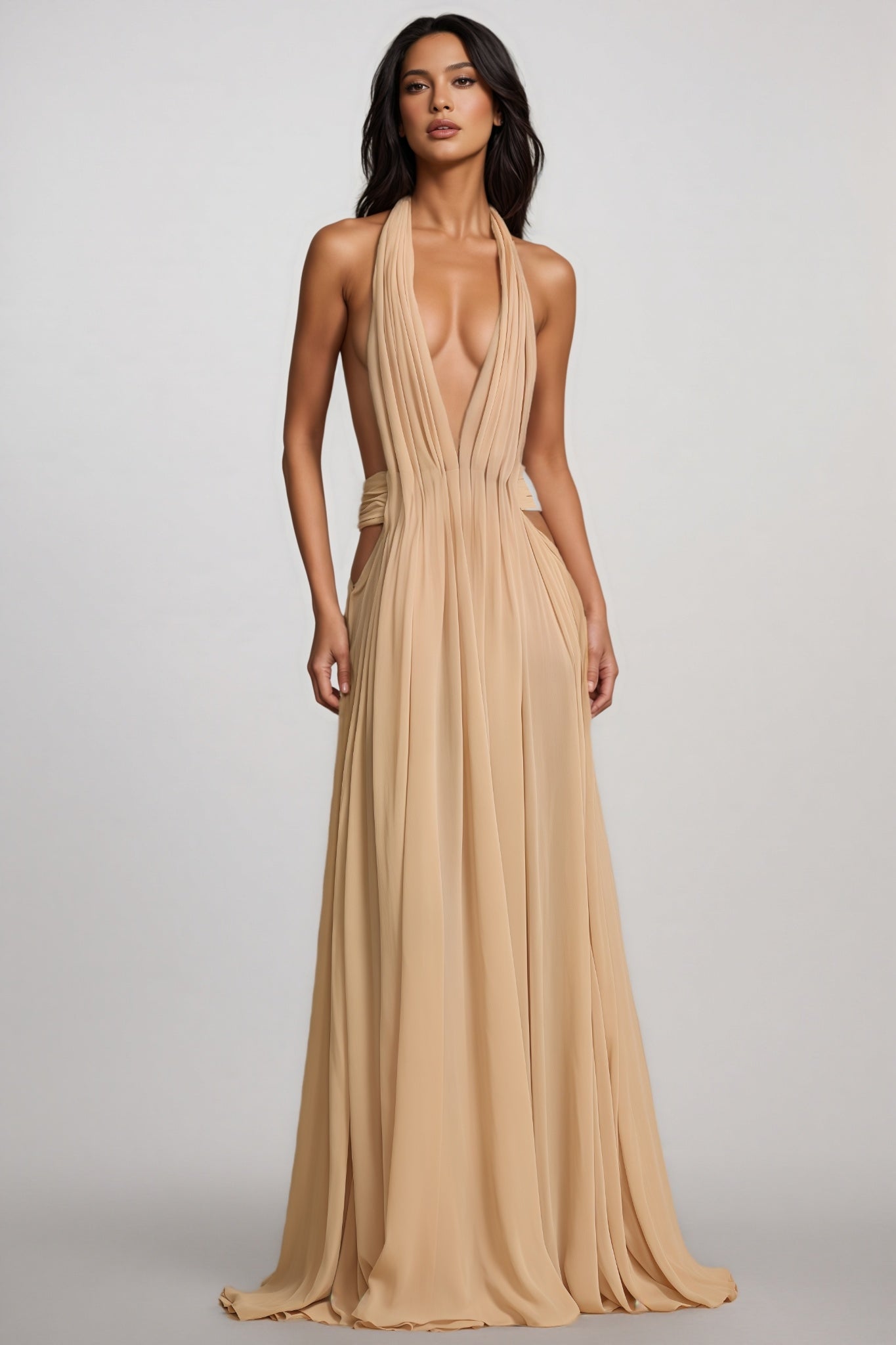 Zandok Sleeveless Backless Slit Maxi Dress