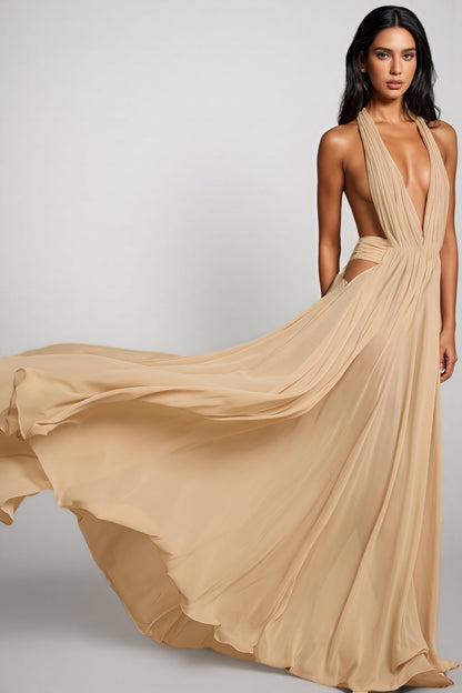 Zandok Sleeveless Backless Slit Maxi Dress