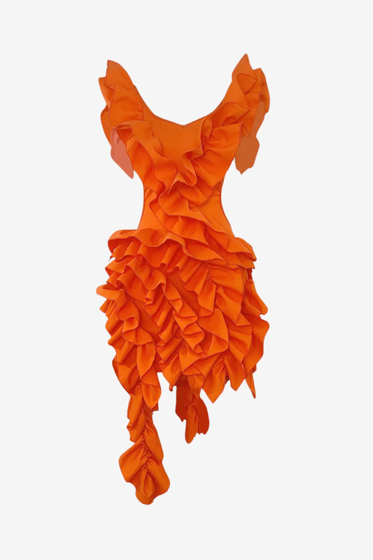 Layered Ruffle V-neck Mini Dress