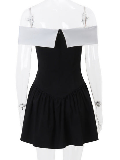 Off-shoulder Bow Waist Tie Short Sleeves Mini&Short Dresses