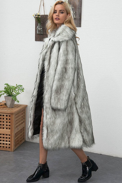 Faux Fur Longline Plus Size Coat