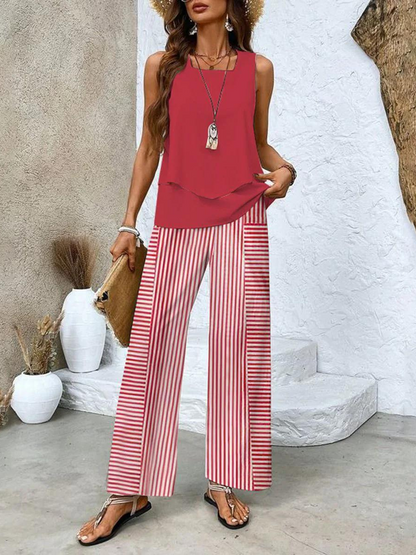 The Averie Set — Layered Top & Wide-Leg Trousers