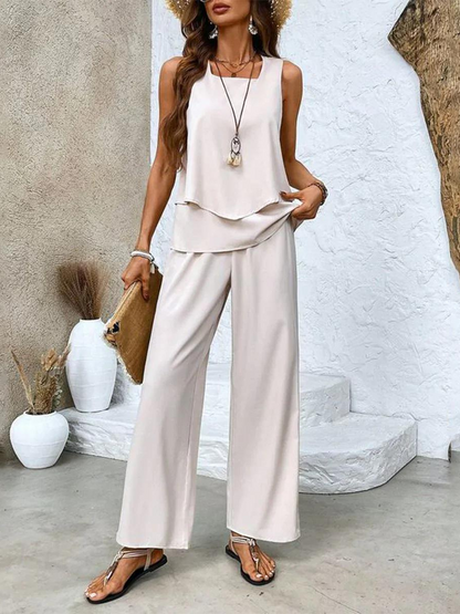 The Averie Set — Layered Top & Wide-Leg Trousers