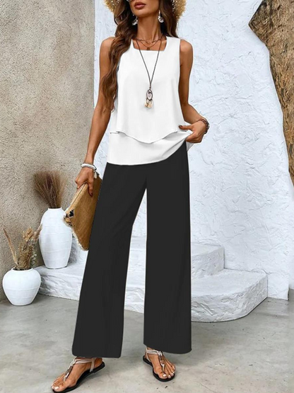 The Averie Set — Layered Top & Wide-Leg Trousers